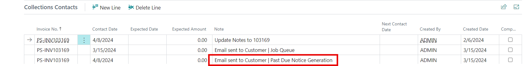 Email Sent to Customer: Past Due Notice Generation